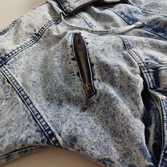 Giacca Blues 80s Acid-wash Denim Bomber Jacket - Picture 4 of 16